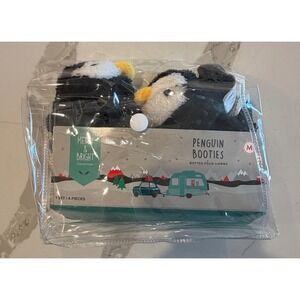 Merry & Bright Penguin Booties Dog Shoes 4 Pack Black White Size Medium NEW